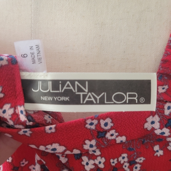 Red & Blue Shoulder Dress with Ruffle Hemline - Picture 5 of 7